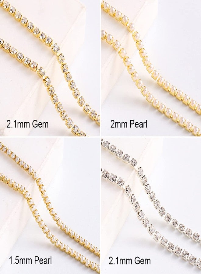 Vezocim Metal Nail Art Chains Decorations, Gold Silver Nail Art Line Accessories, Punk Luxury Pearl Gem Nail Art Glitter Design, 3D Nail Art Chain Supplies for Women Manicure Art, Resin Nail Art Tips Tools - Image 5